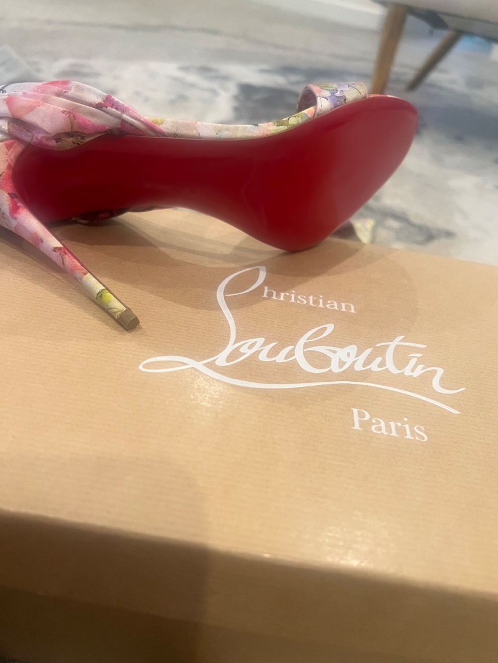Christian Louboutin Sandale du Desert 100 Floral Satin Heels | Size 39.5 | New | - Picture 2 of 10